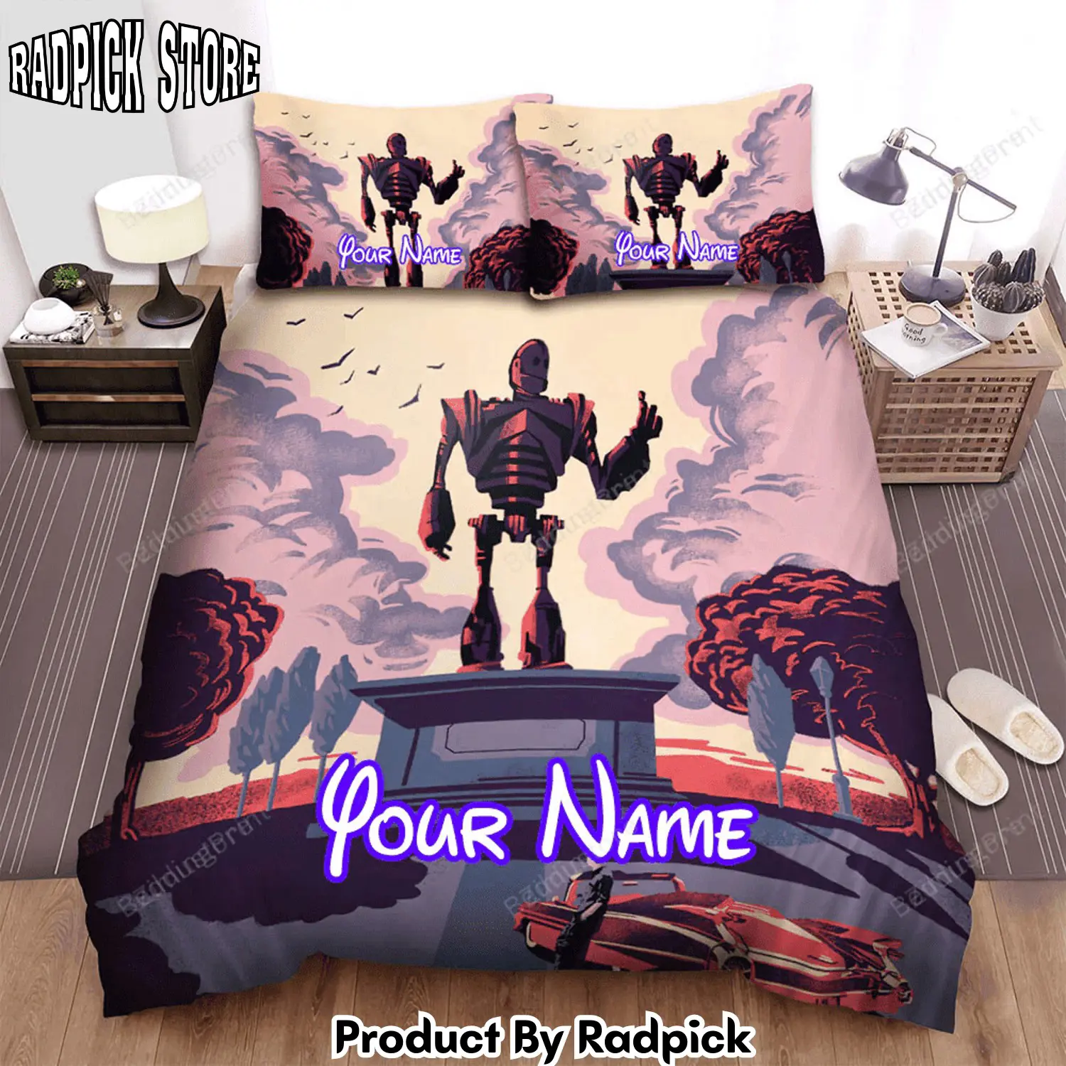 Radpick the iron giant monument movie poster bed sheets duvet cover personalized name bedding sets rp3271194